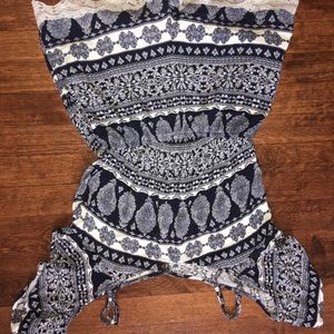 Mimi chica ,Navy blue , with white design romper
